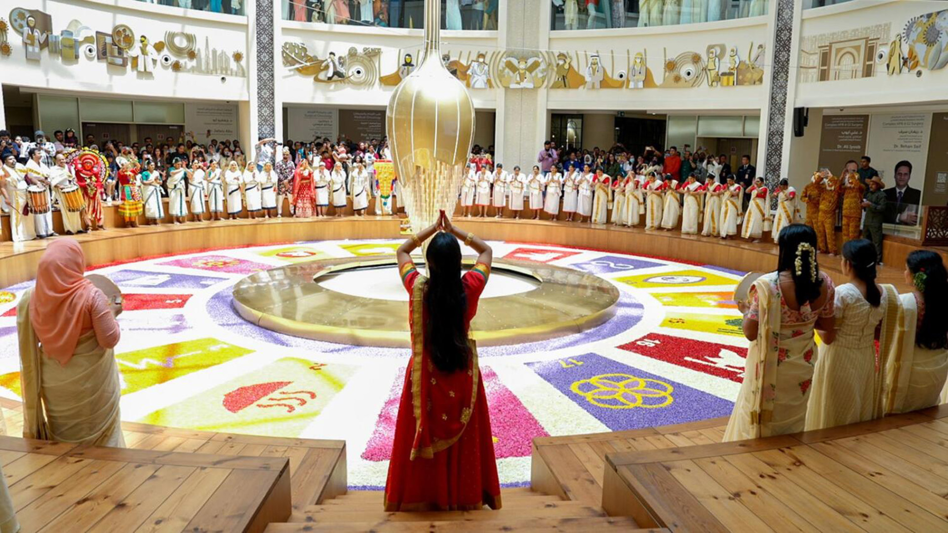 Look: Over 1,000 UAE healthcare workers from 30 nationalities make giant Onam floral carpet in 15 hours